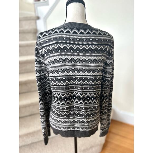 NWOT Talbots Wool Blend Grey Fair Isle Button Up Cardigan - Picture 3 of 6